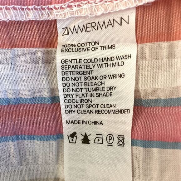 Zimmermann Girls Stripped Cotton Dress with Shoulder Tie & Pom Pom Trim. Size 10 - Picture 8 of 8